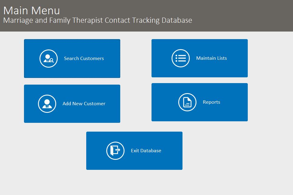 Marriage and Family Therapist Contact Tracking Template Outlook Style | Contact Database